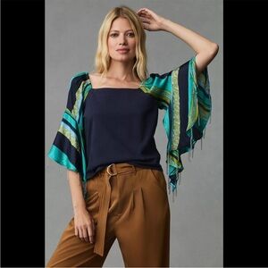 Anthropologie Black and Green Blouse